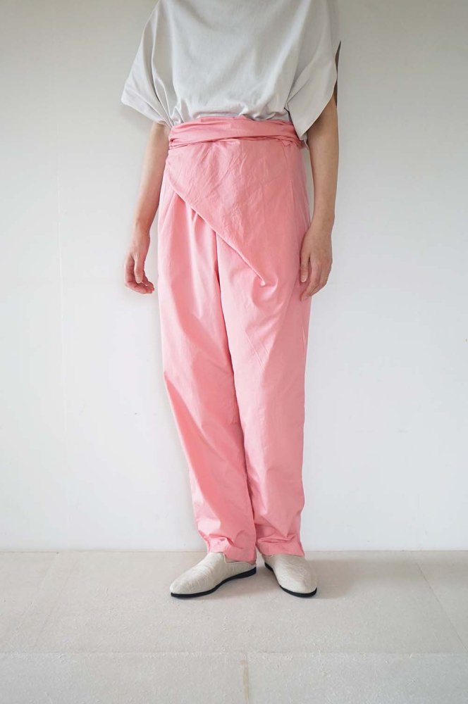 Suvin cotton broadcloth wrapped pants<br>Peach jade<br>