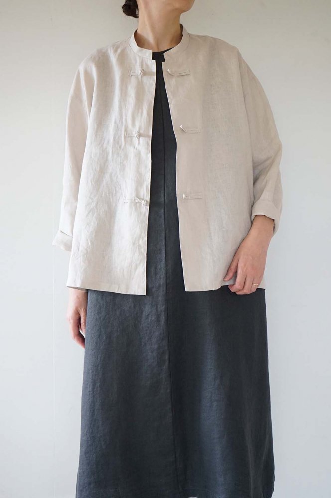 LINEN CHINA SHIRTS<br>GRAY BEIGE<br>