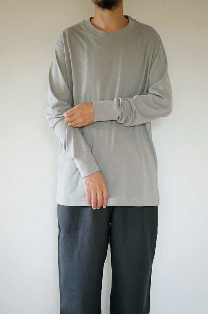 Cotton cashmere long sleeve t-shirt<br>Gray<br>