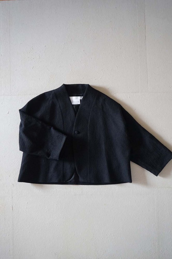 ñʤ Funnel collar cocoon jacket<br>black<br>