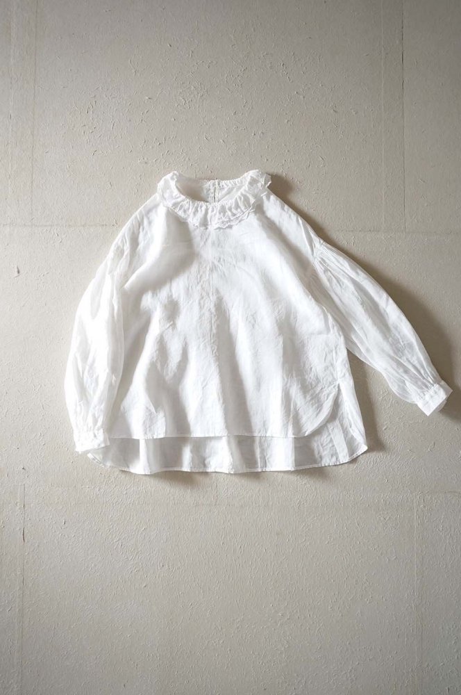 DOUBLE FRILL SCALLOPED COLLAR BLOUSE<br>PURE WHITE<br>