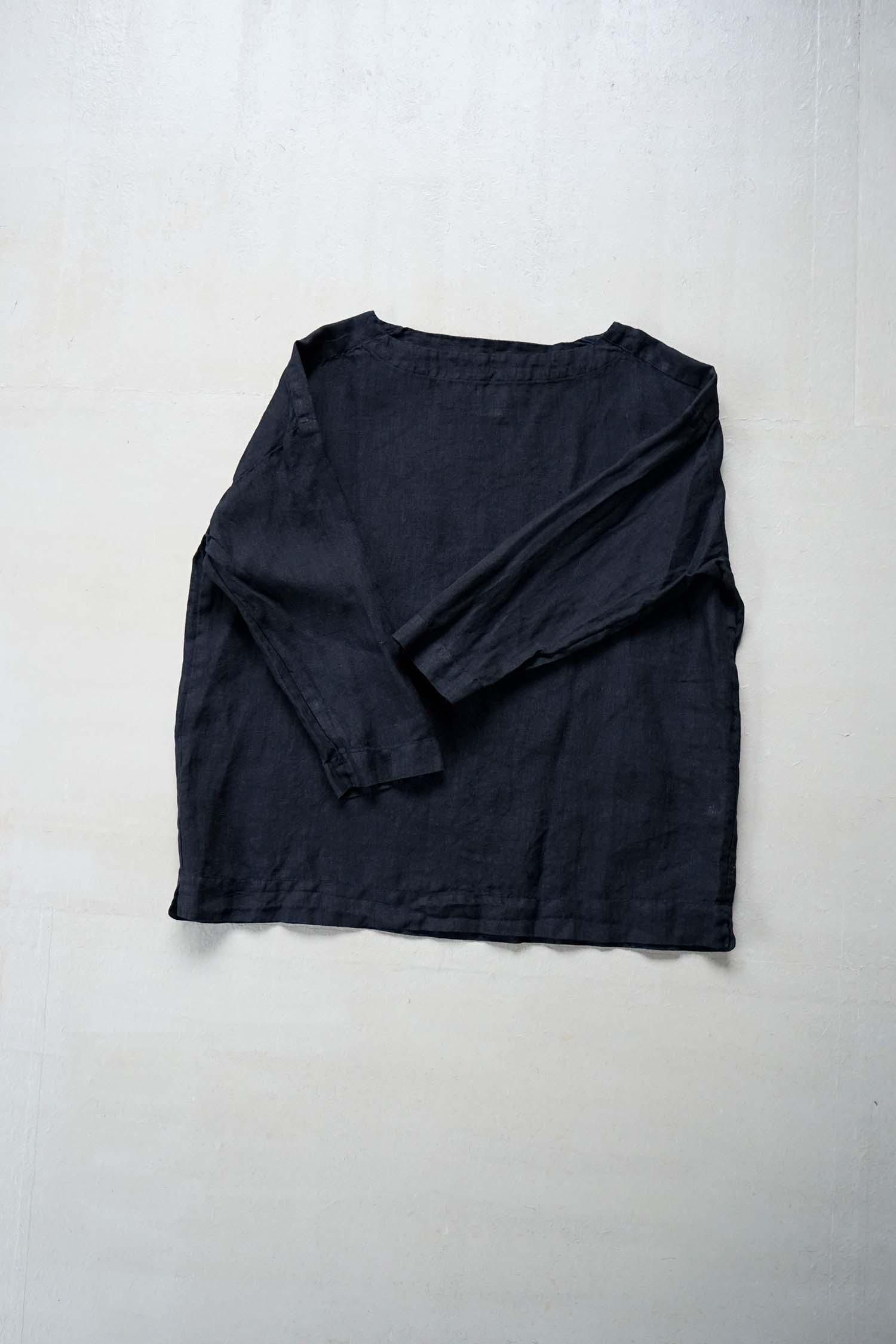 ORGANIC BELGIUM LINEN SIMPLY PULL OVER<br>NOIR<br>