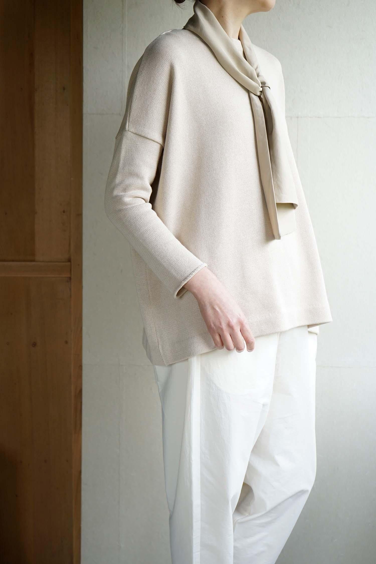 Cotton long knit<br>White,Beige<br>