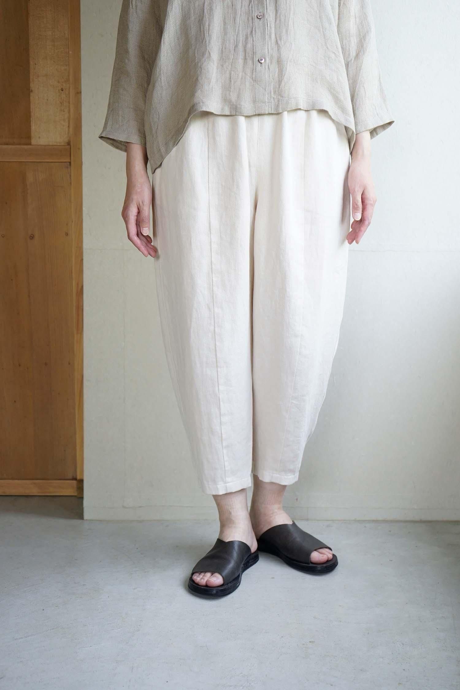 linen cropped pants<br>ecru<br>