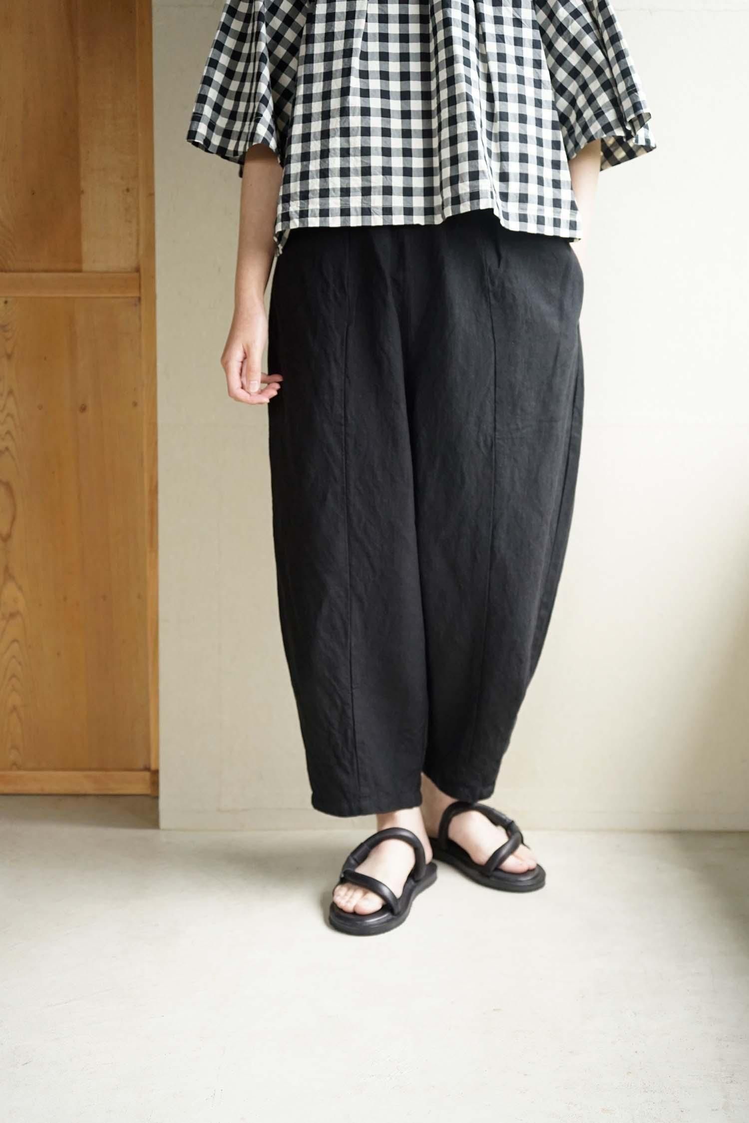 LINEN VISCOSE CHARLIE PANTS<br>BLACK<br>
