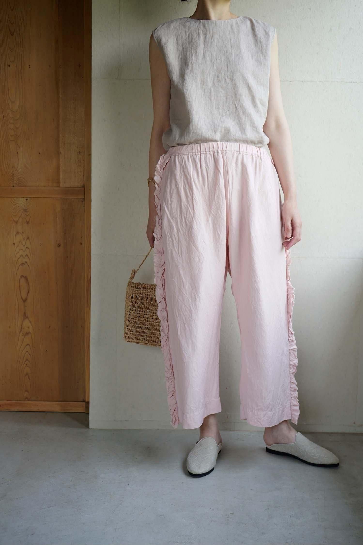 LINEN VISCOSE VIVIENNE PANTS<br>LIGHT PINK<br>
