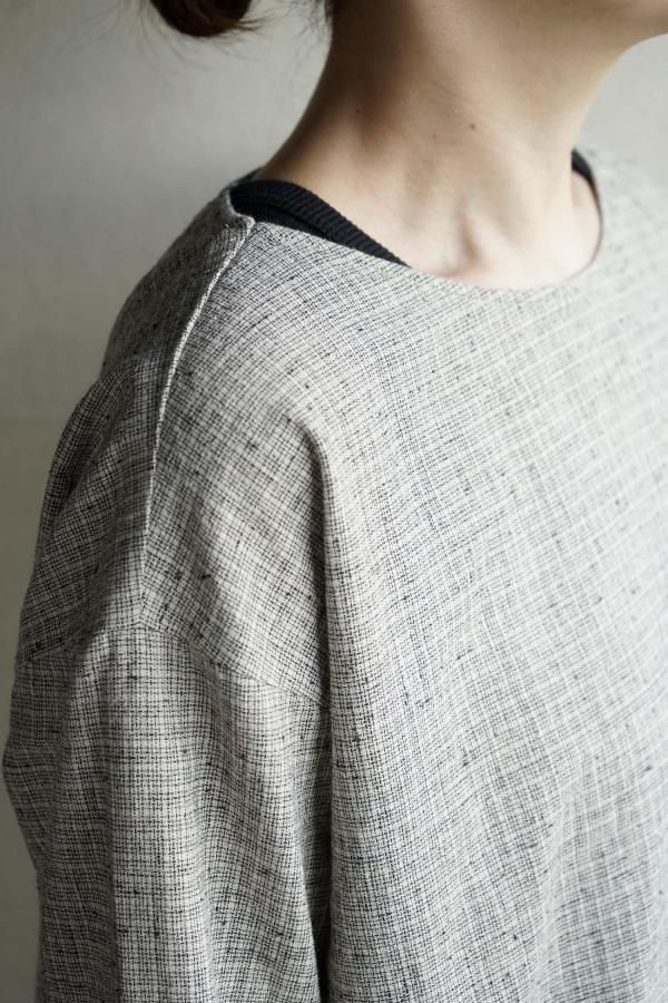 evam eva cotton linen check pullover