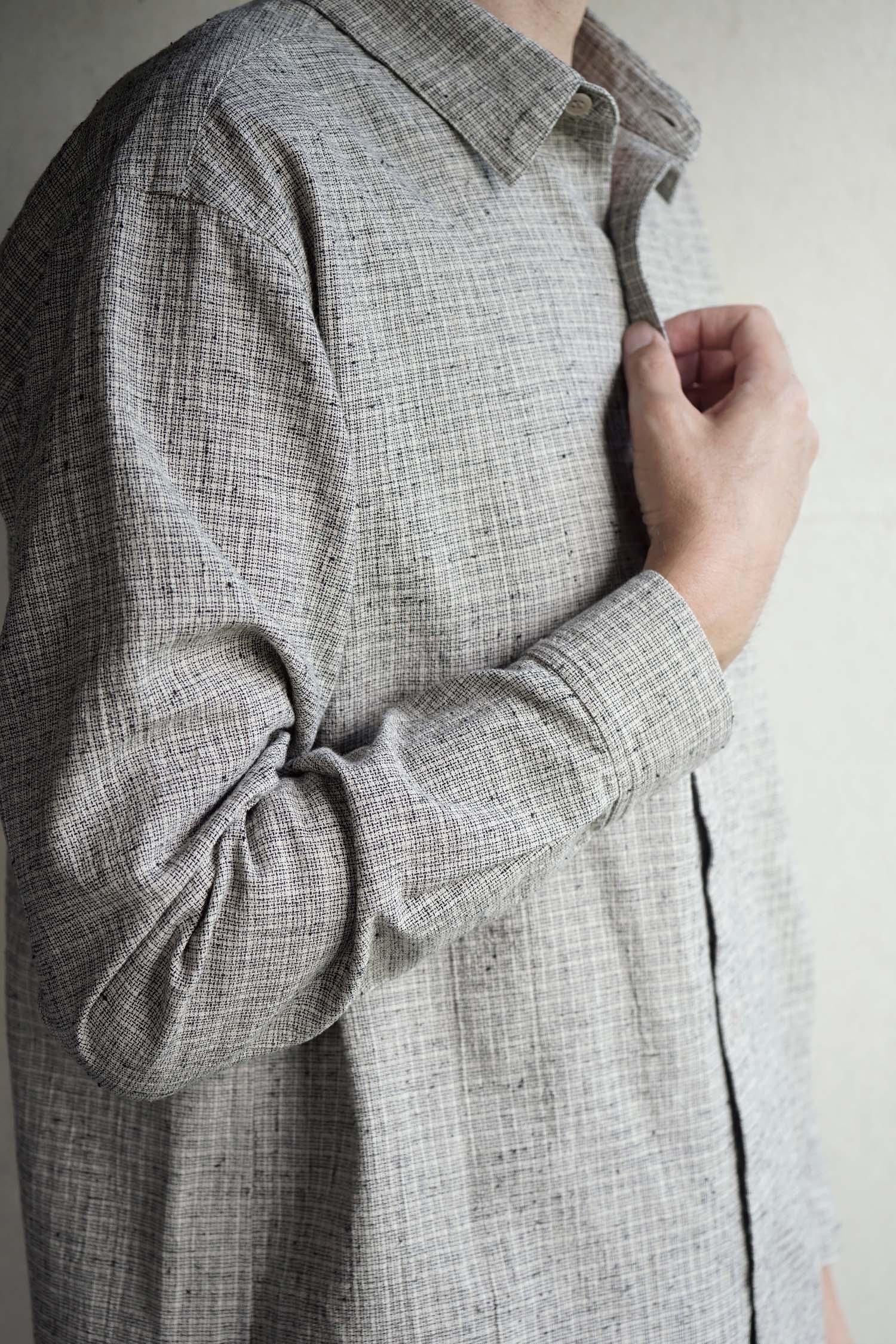 evam eva cotton linen check shirt