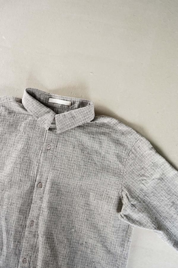 evam eva cotton linen check shirt