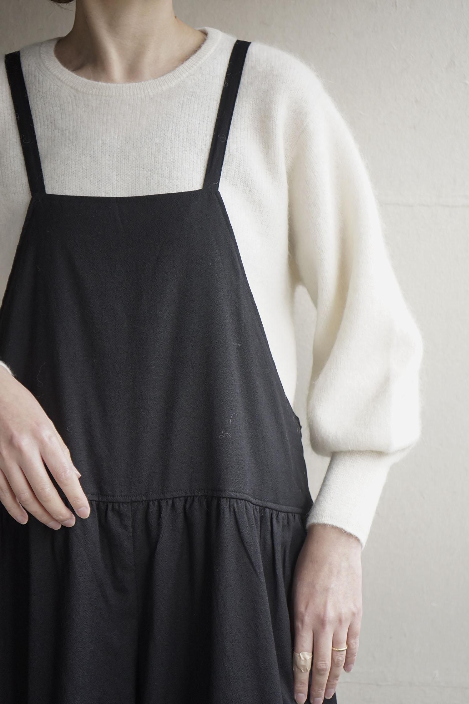 GATHER SLEEVE ALPACA KNIT PULL OVER<br>MILK, MOCHA, BLACK<br>