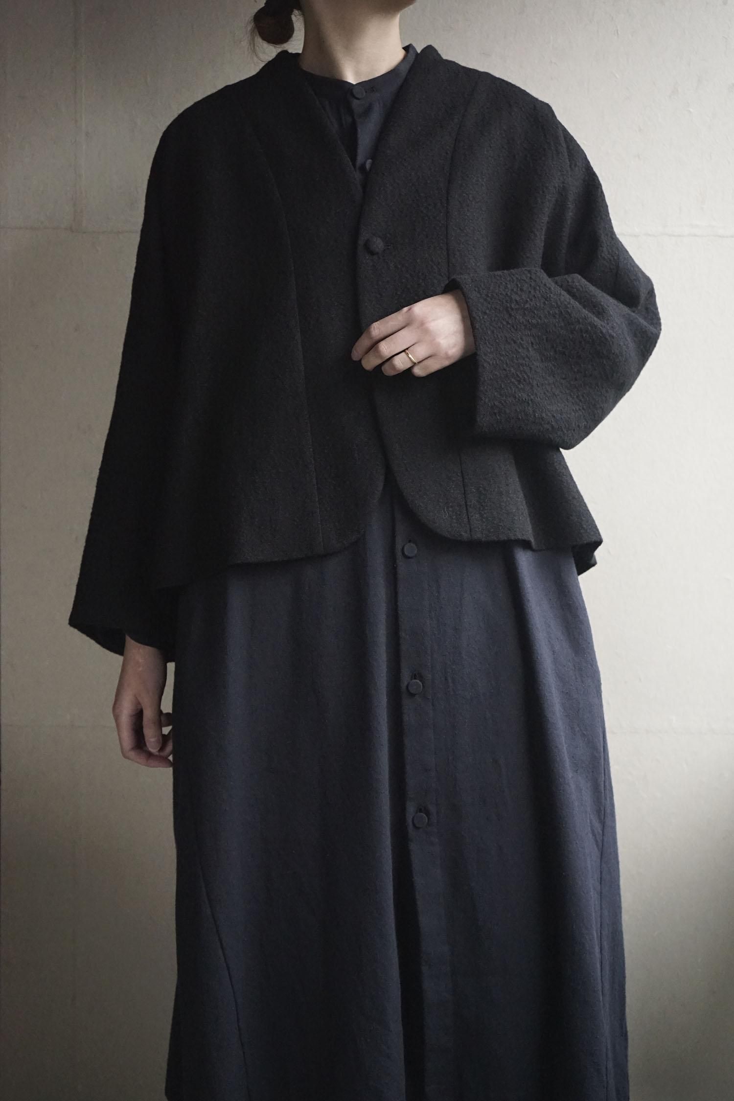 ñʤ Funnel collar cocoon jacket<br>black<br>