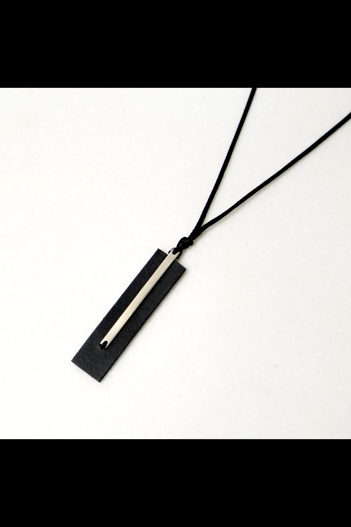 LEATHER+SILVER925 PLATE NECKLACE