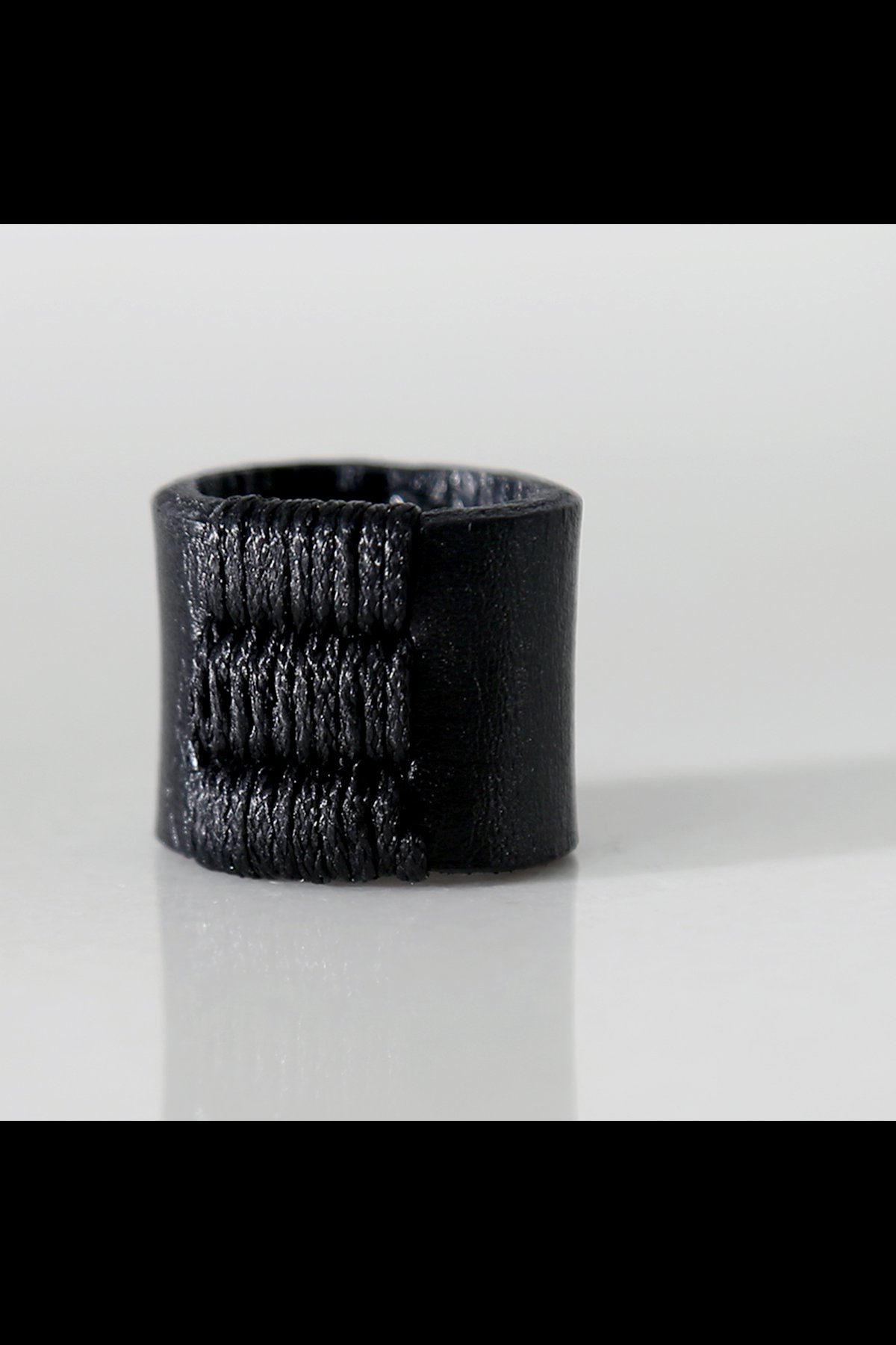 LEATHER STITCHES RING　ASE7_BLACK