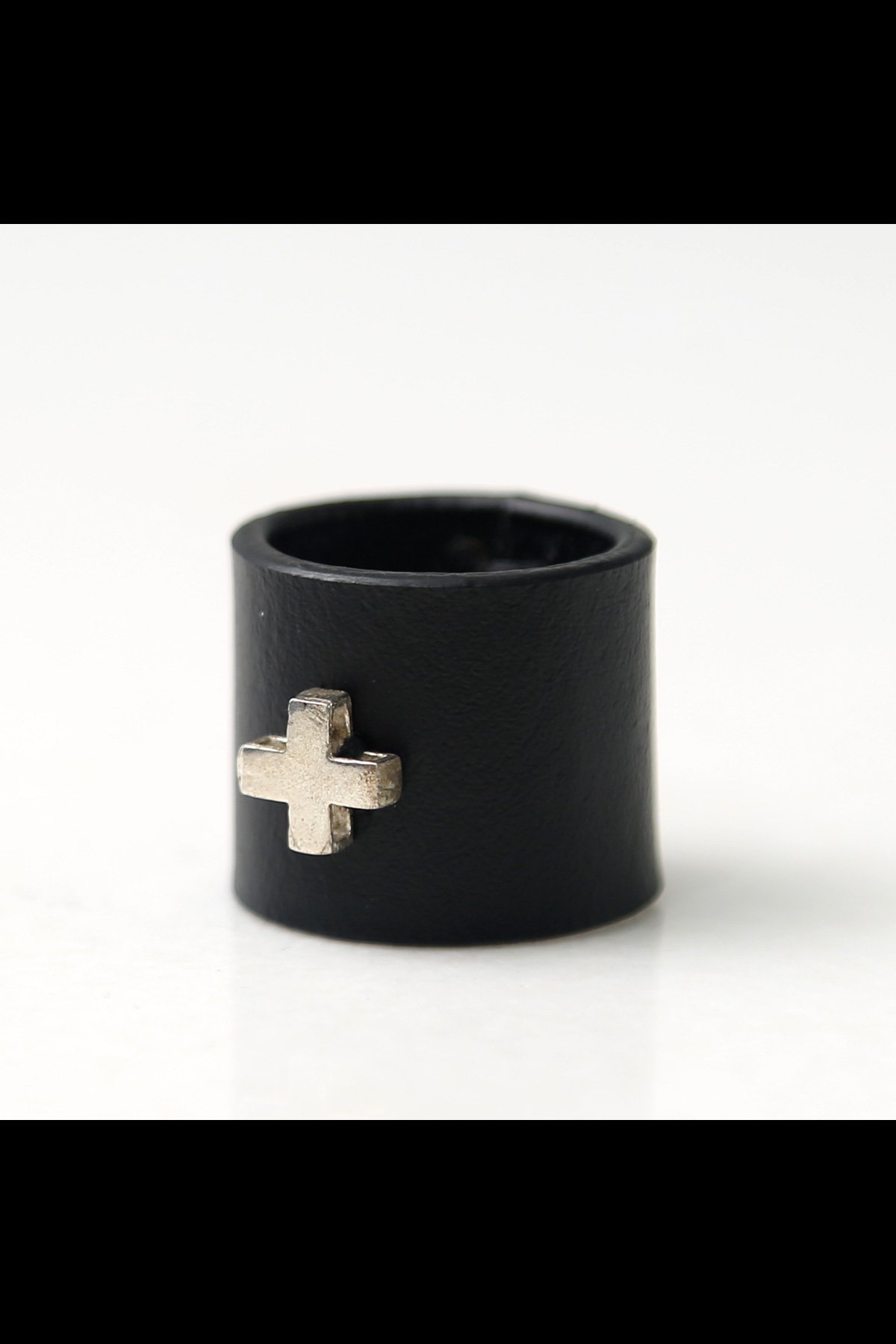 CROSS SILVER925 LEATHER RING