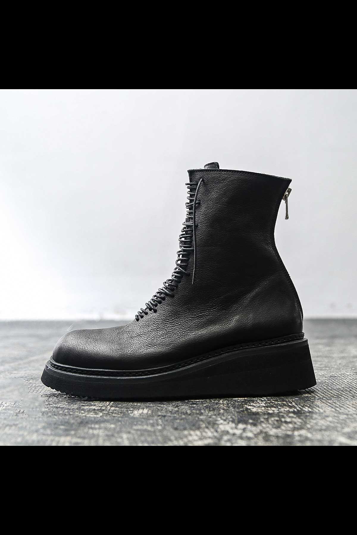 LACE UP LEATHER BOOTS PQ03F_BLACK