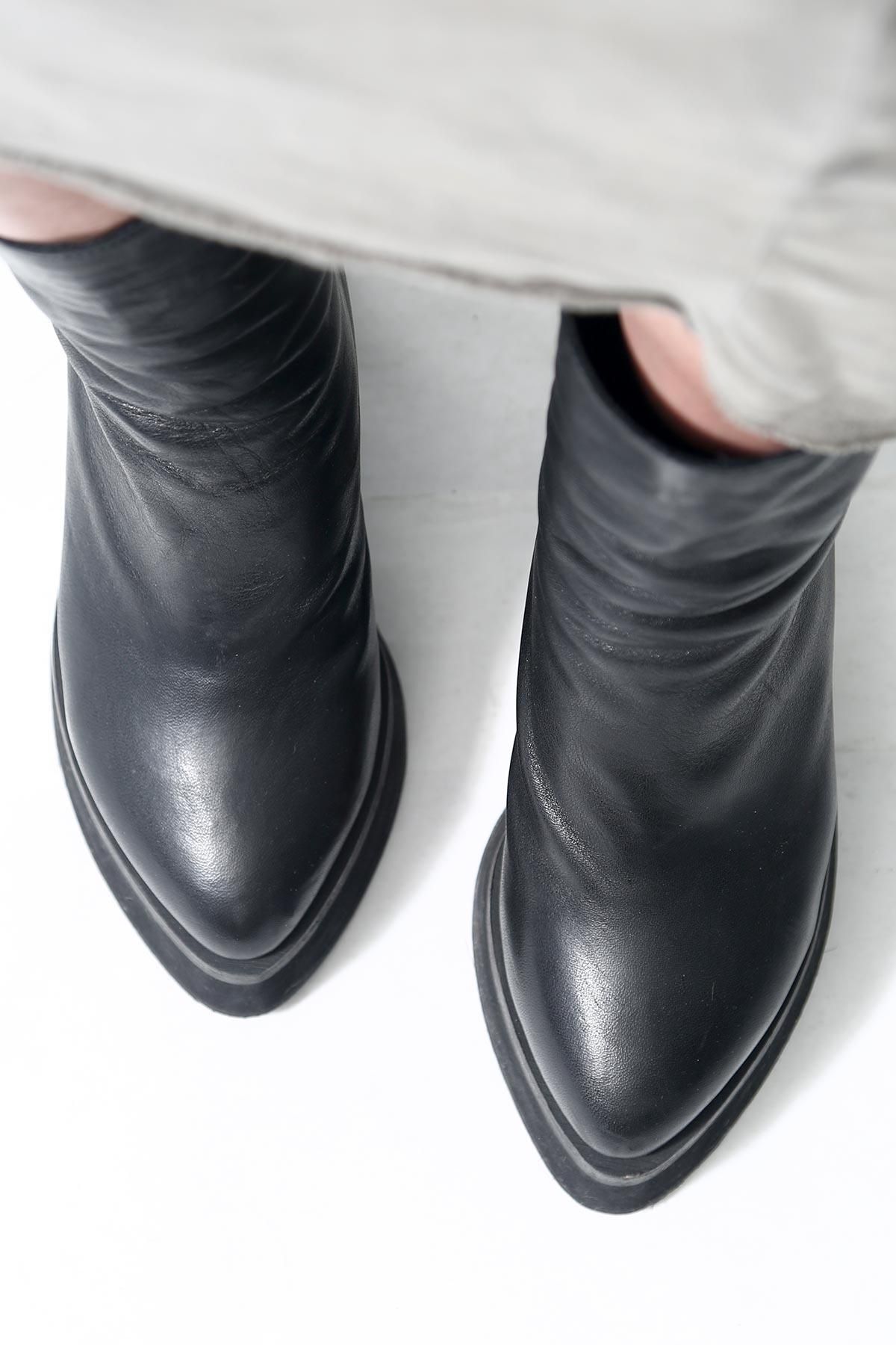 Portaille【ポルタユ】FRONT DRAPE HEEL BOOTS PQ04HE_BLACK公式通販サイト｜QUADRATO  Boutique【クアドラート】正規輸入販売店