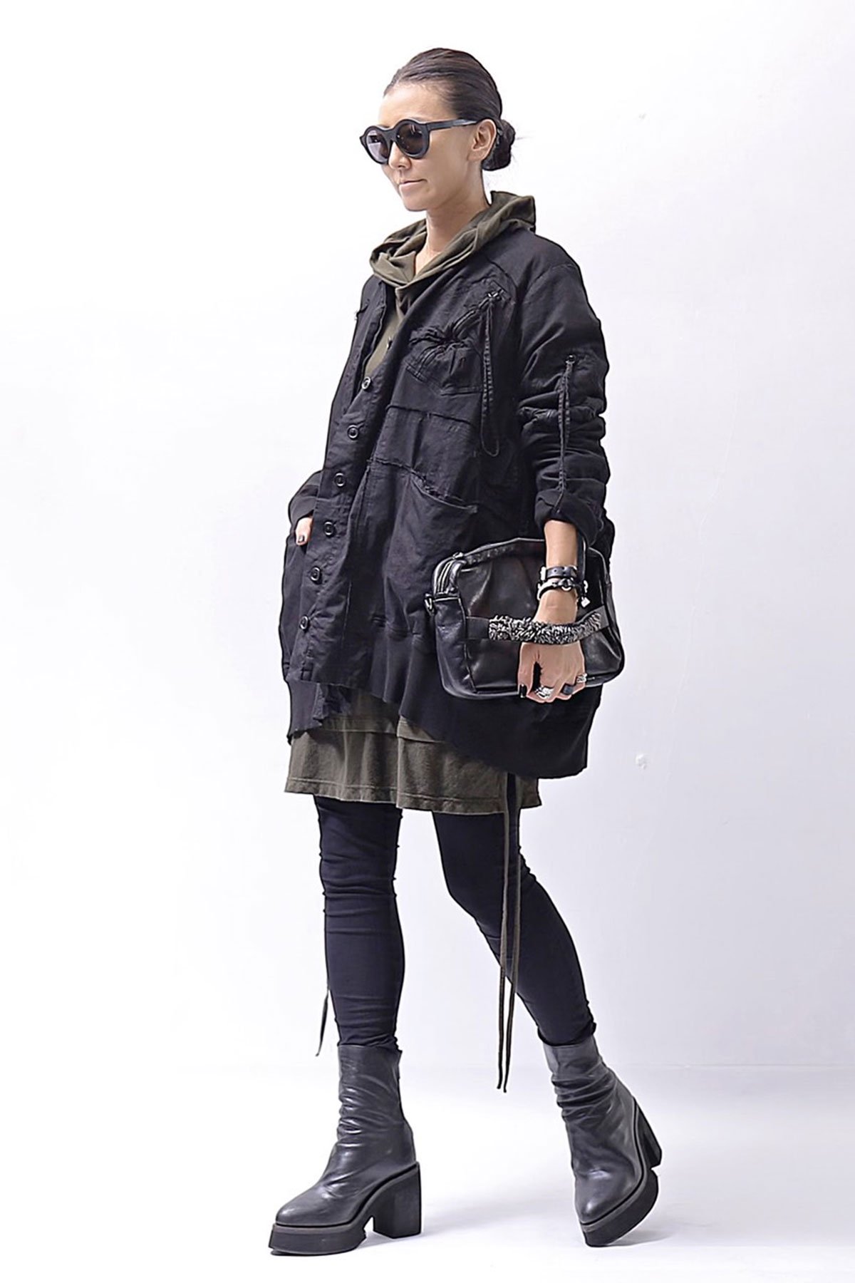 Drape Front Faux Leather Jacket - Brie Bemis Rearick