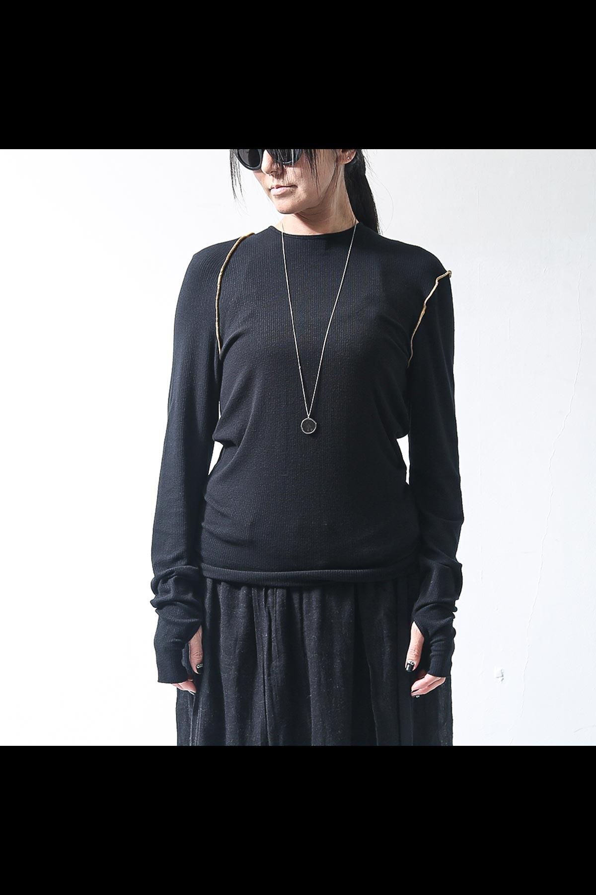 CREW NECK KNIT TOPS TS08_BLACK