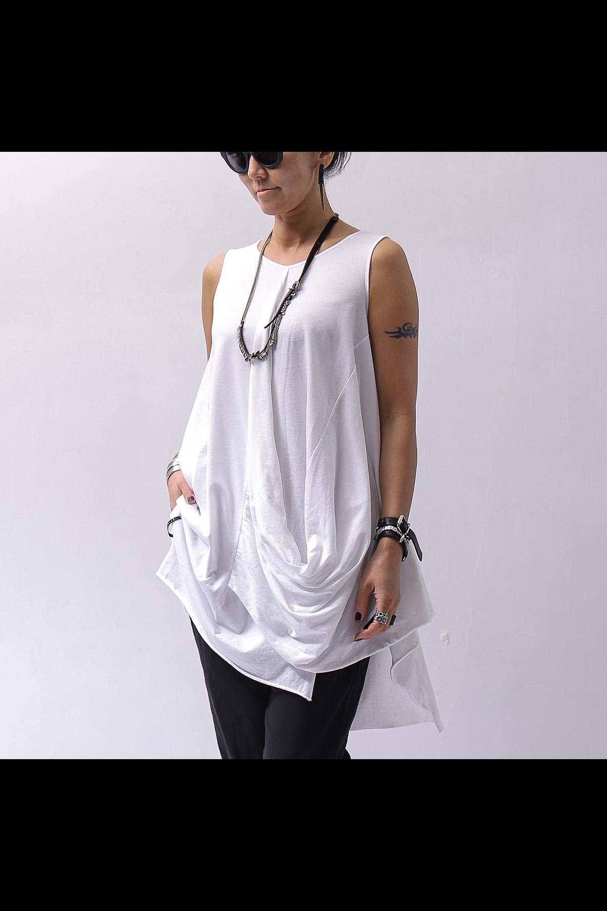 FRONT SIDE DRAPE TOP 251RO_WHITE