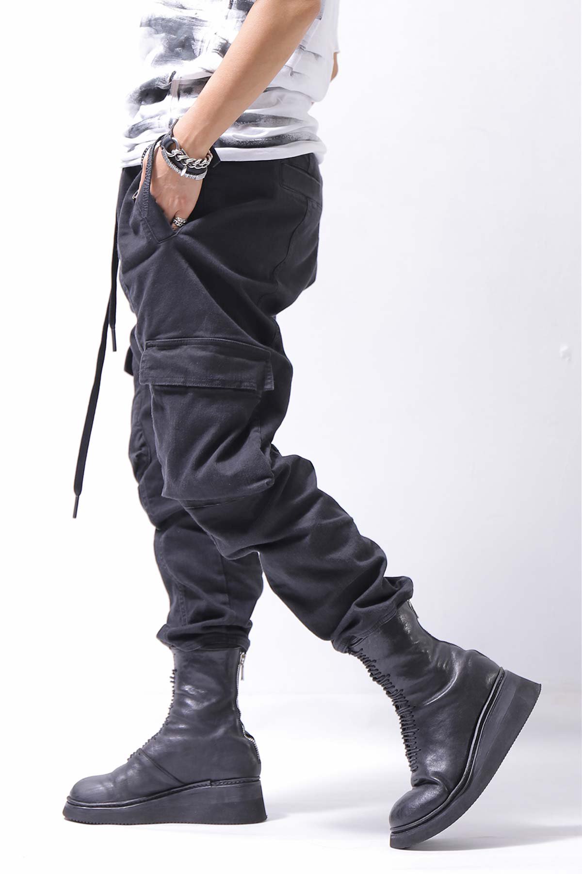 Andrea Ya'aqov【アンドレア ヤコポ】UNISEX DENIM CARGO PANTS  DEN60_BLACK公式通販サイト｜QUADRATO Boutique【クアドラート】正規輸入販売店 UNISEX