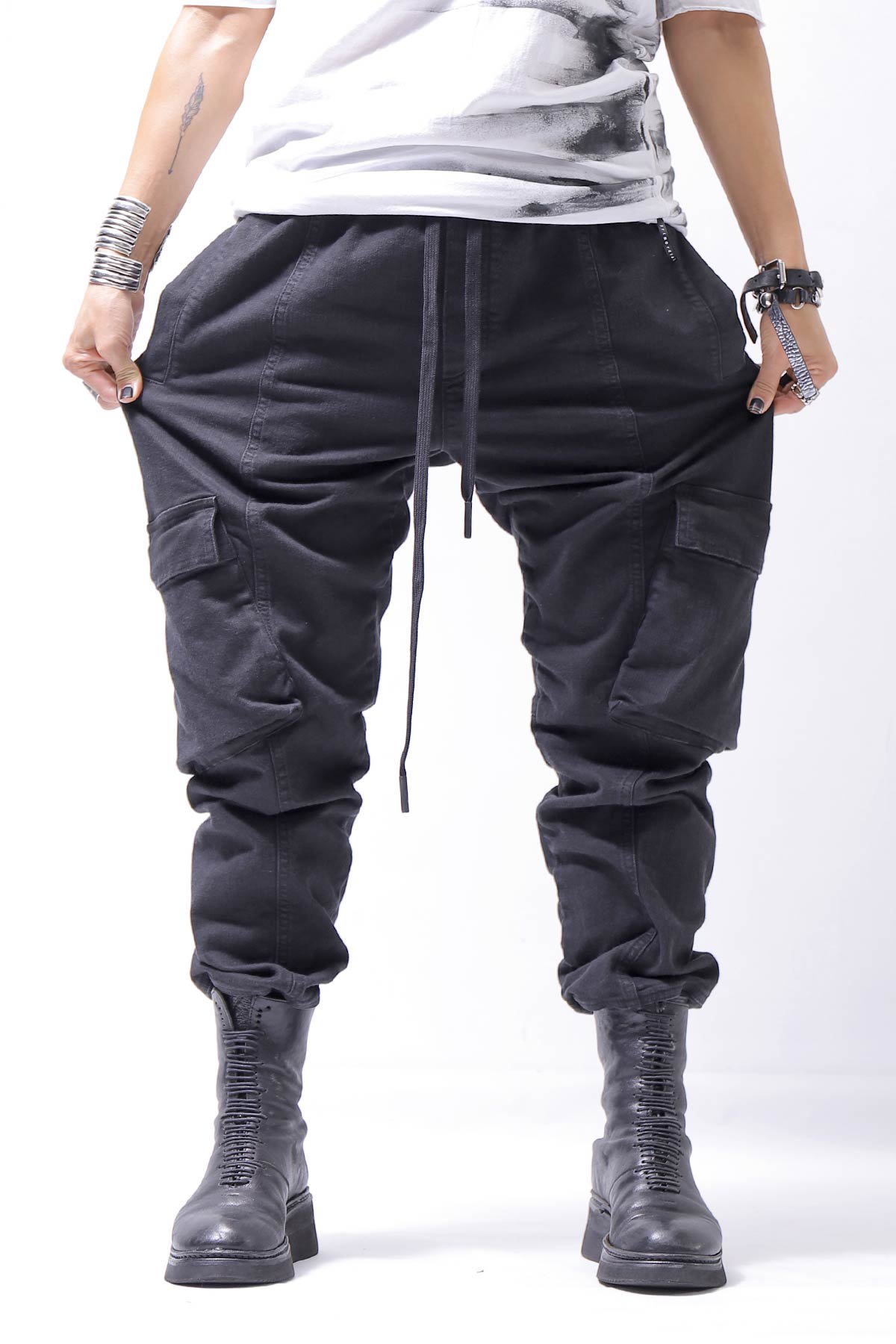 Andrea Ya'aqov【アンドレア ヤコポ】UNISEX DENIM CARGO PANTS  DEN60_BLACK公式通販サイト｜QUADRATO Boutique【クアドラート】正規輸入販売店 UNISEX