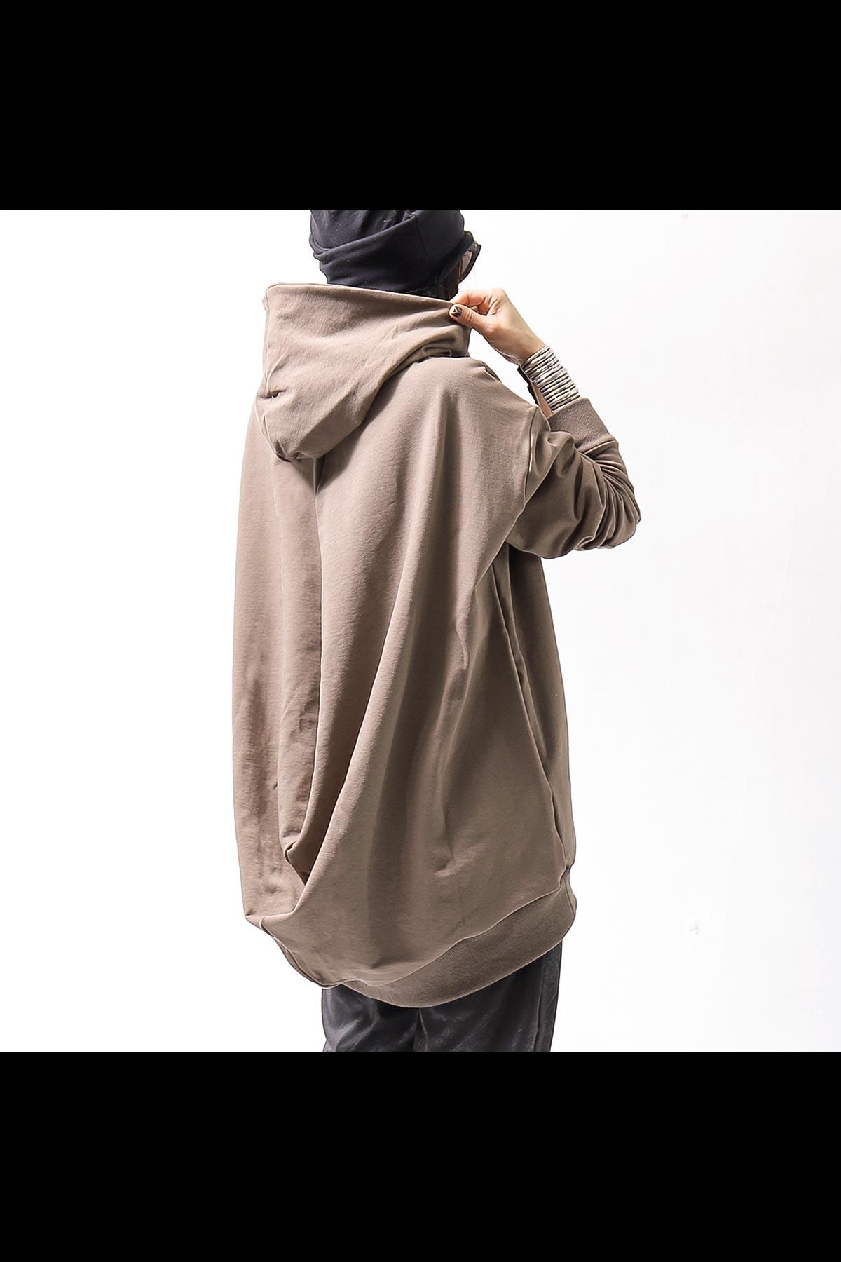 UNISEX SUPER STRETCH SWEAT BACKDRAPE HOODIE 137QK03_CAFE LATTE