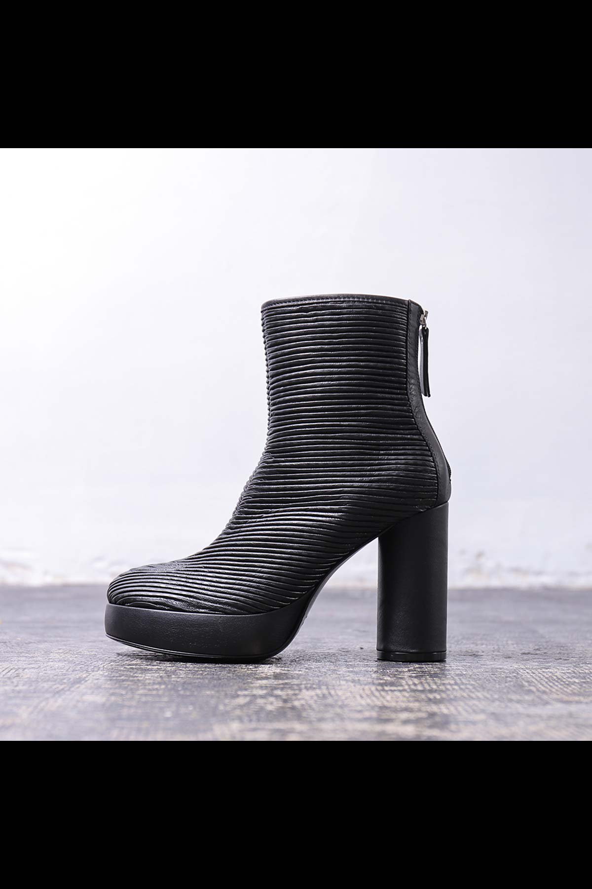 RIBBED NAPPA LEATHER HEEL BOOTS 5206D_BLACK