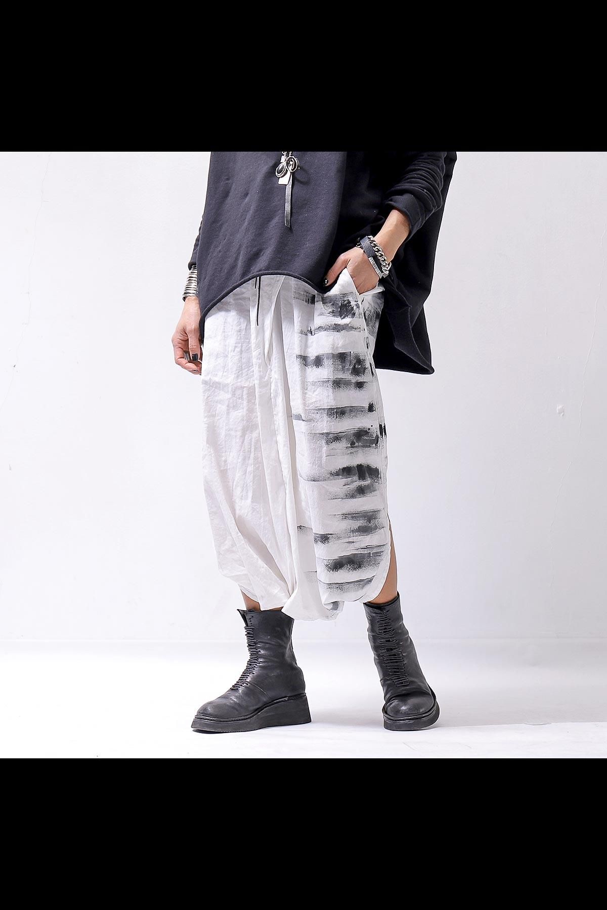 UNISEX SIDE PRINTED BOX PANTS ST-905TA_WHITE