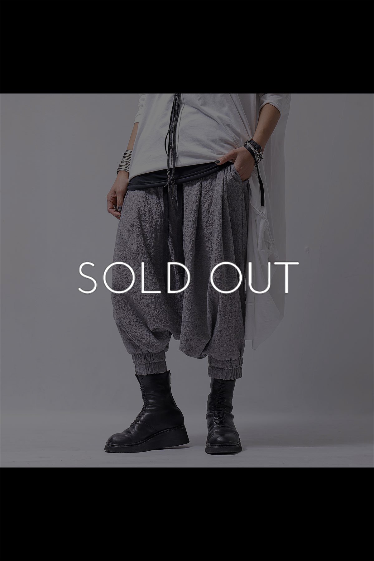 UNISEX WIDE SARROUEL RIB PANTS LNB1224/M_STONE GREY