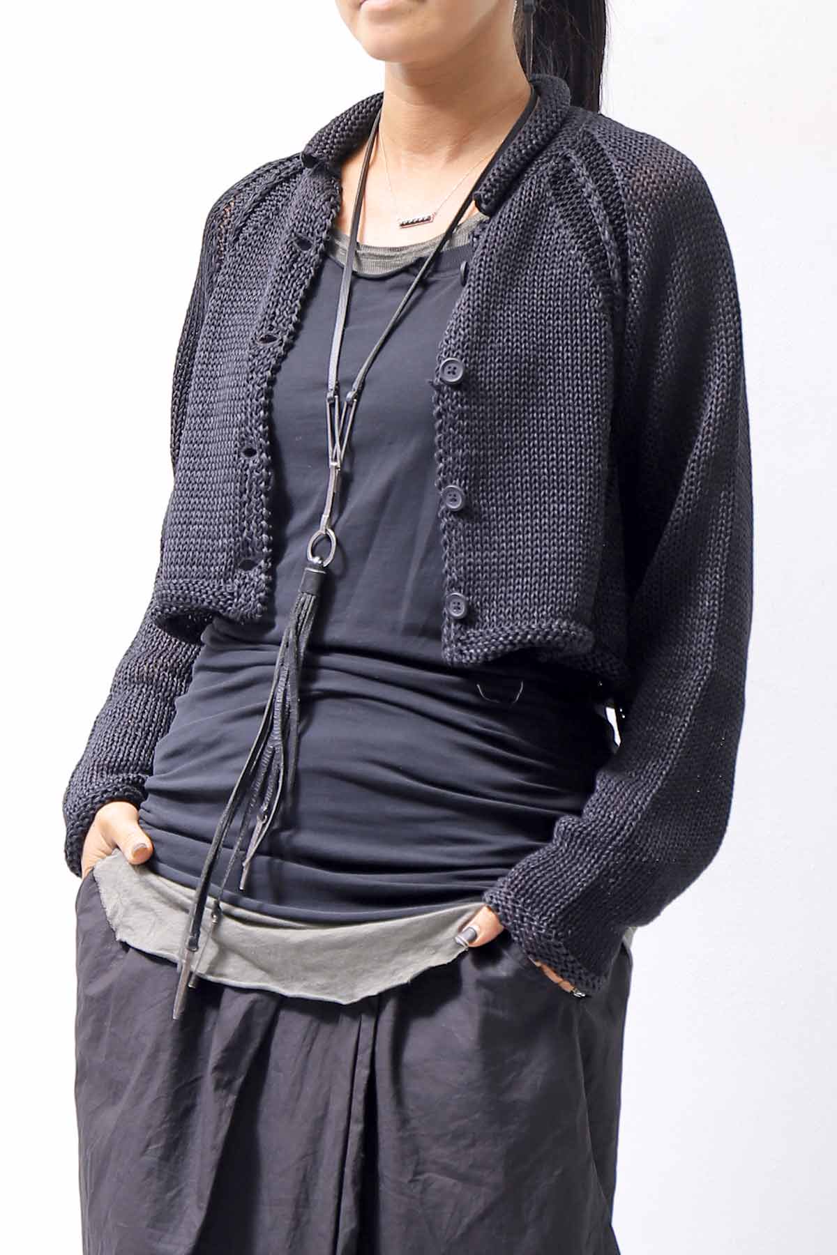 RUNDHOLZ【ランドホルツ】COTTON MESH KNIT CARDIGAN 138 7104_BLACK