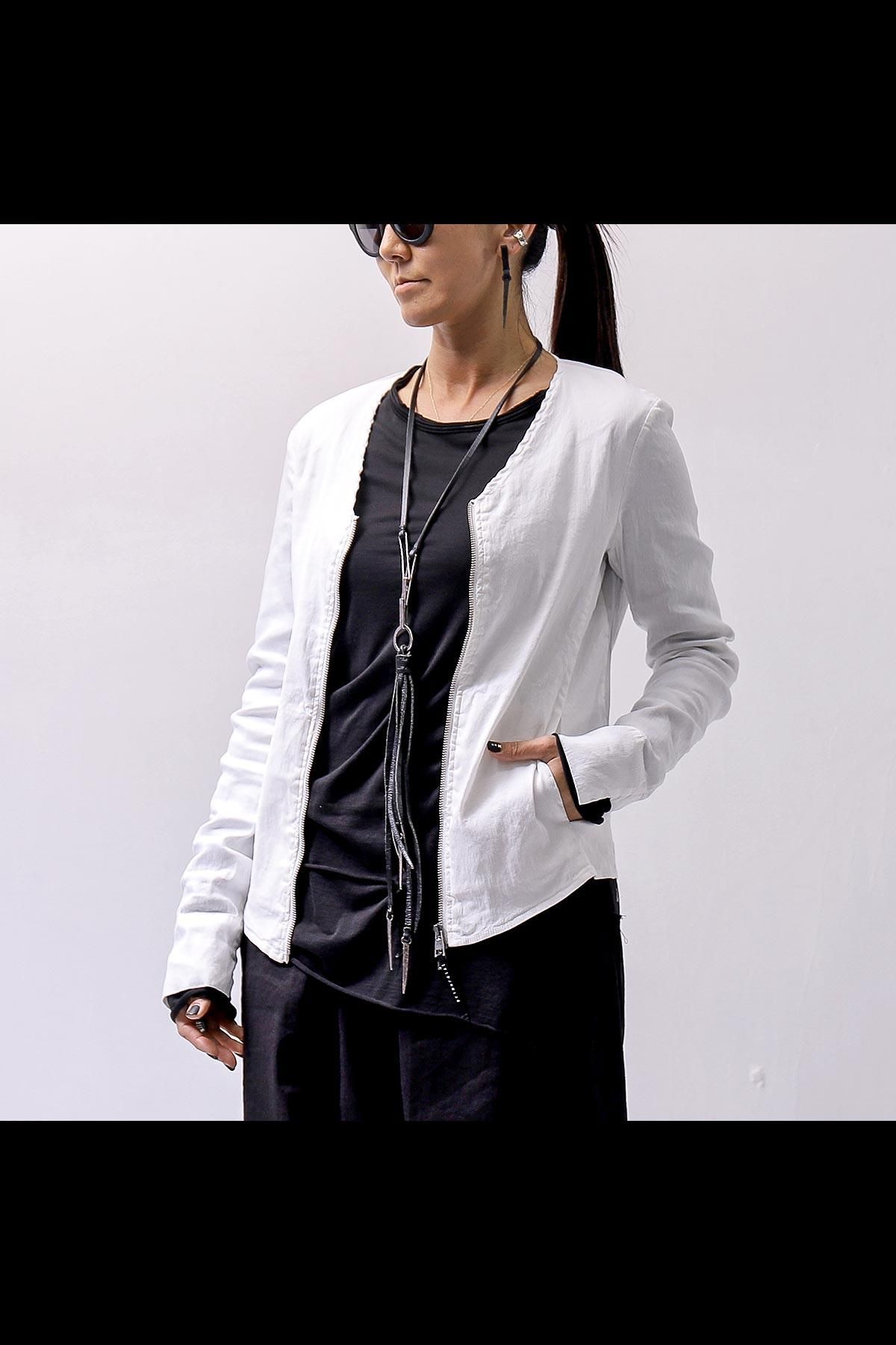 UNISEX STRETCHED CARDIGAN JACKET 398TA_WHITE