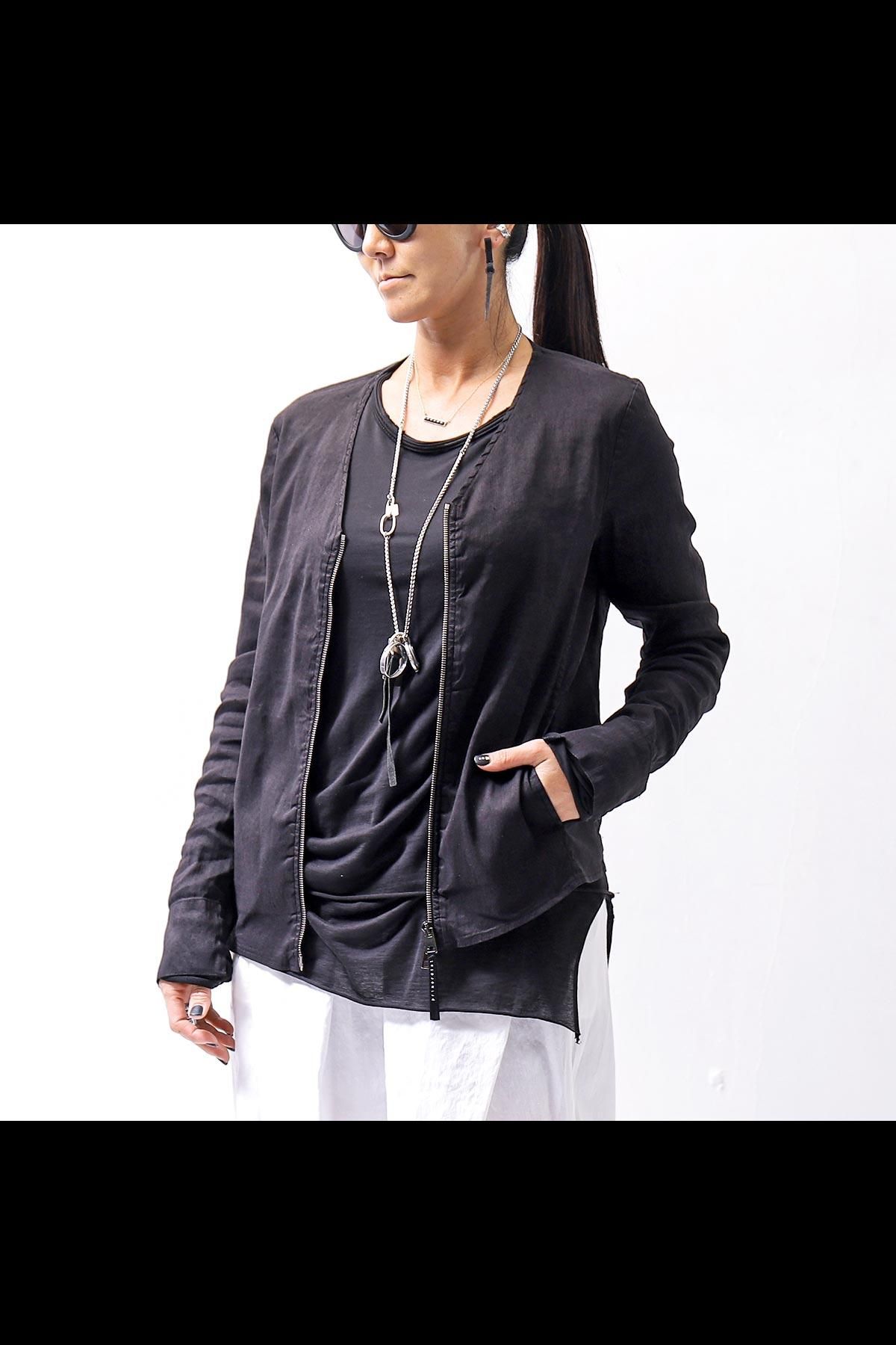 UNISEX STRETCHED CARDIGAN JACKET 398TA_BLACK