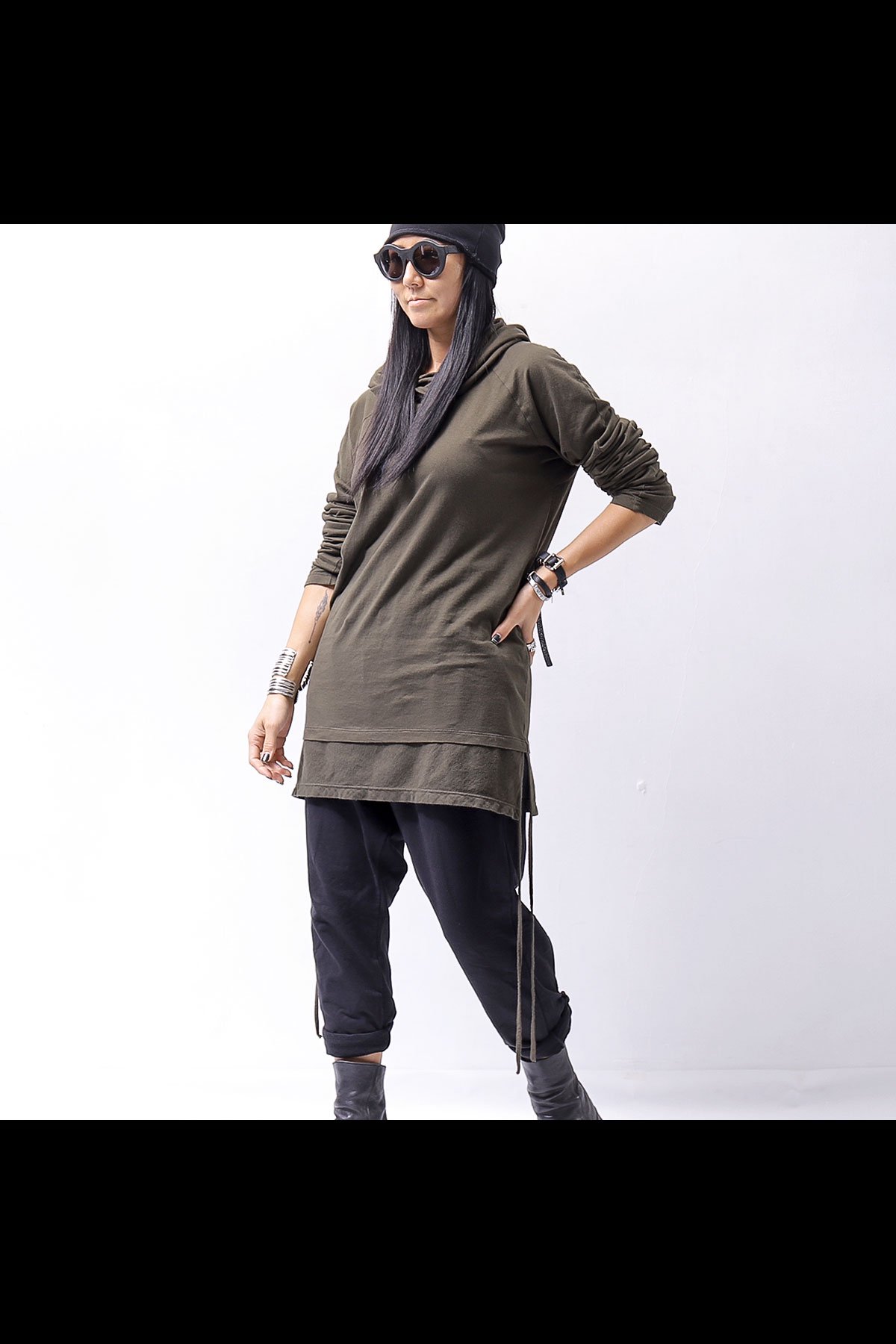 UNISEX COTTON HOODIE TOP OPF61_OLIVE MILITARY