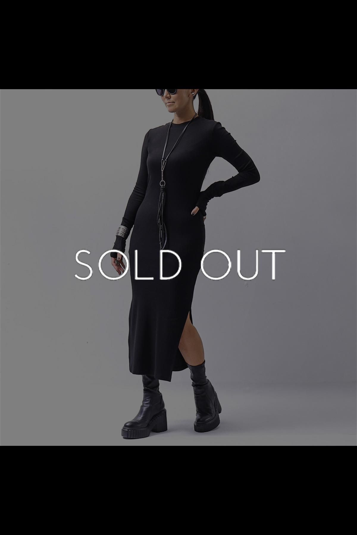 STRETCH COTTON RIB DRESS WD4_BLACK