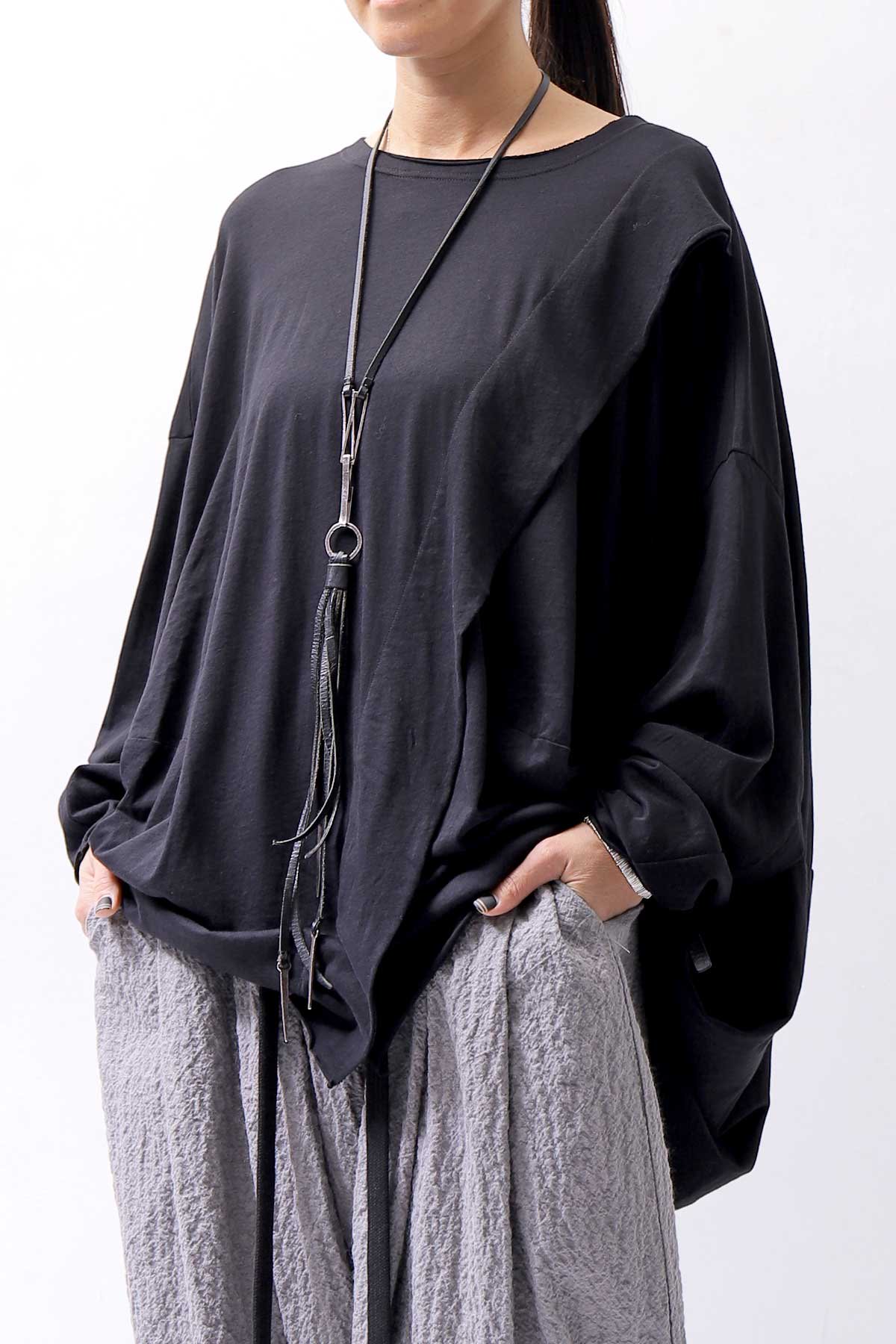 RUNDHOLZ【ランドホルツ】UNISEX SOFT COTTON WOOL BACK SIDE DRAPE TOPS 333  0502_BLACK公式通販サイト｜QUADRATO Boutique【クアドラート】正規輸入販売 UNISEX