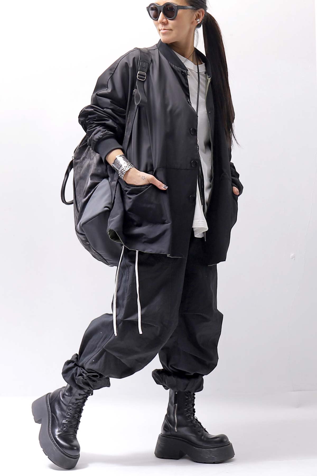 bajra【バジュラ】UNISEX REVERSIBLE BOMBER JACKET 148QJ01_BLACK