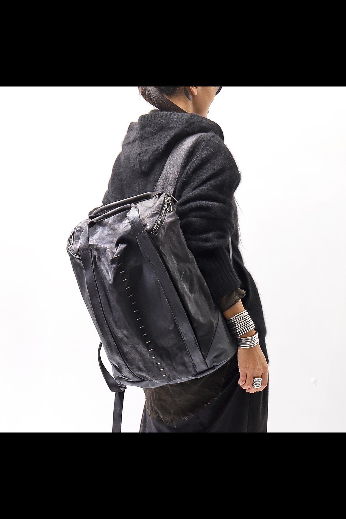 BULL LEATHER 2WAY BACKPACK DB683_BLACK/GREY