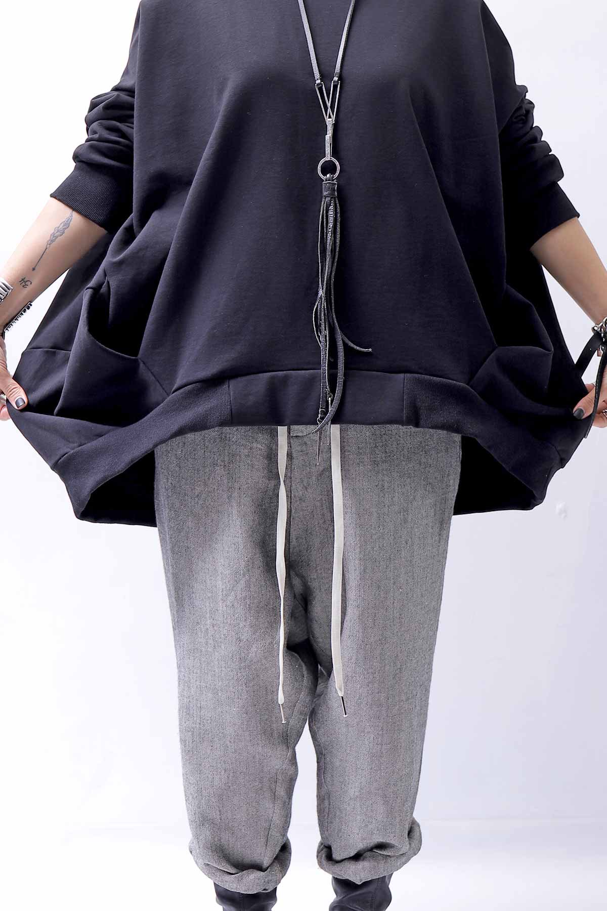 bajra【バジュラ】UNISEX SUPER STRETCH SWEAT BACK-DRAPE CREWNECK 