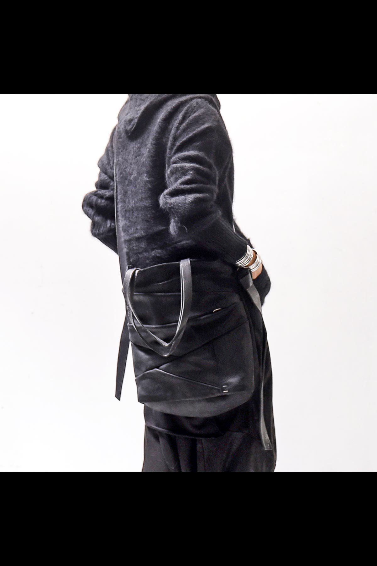 UNISEX 2WAY PATCHWORK SHOULDER BAG_BLACK