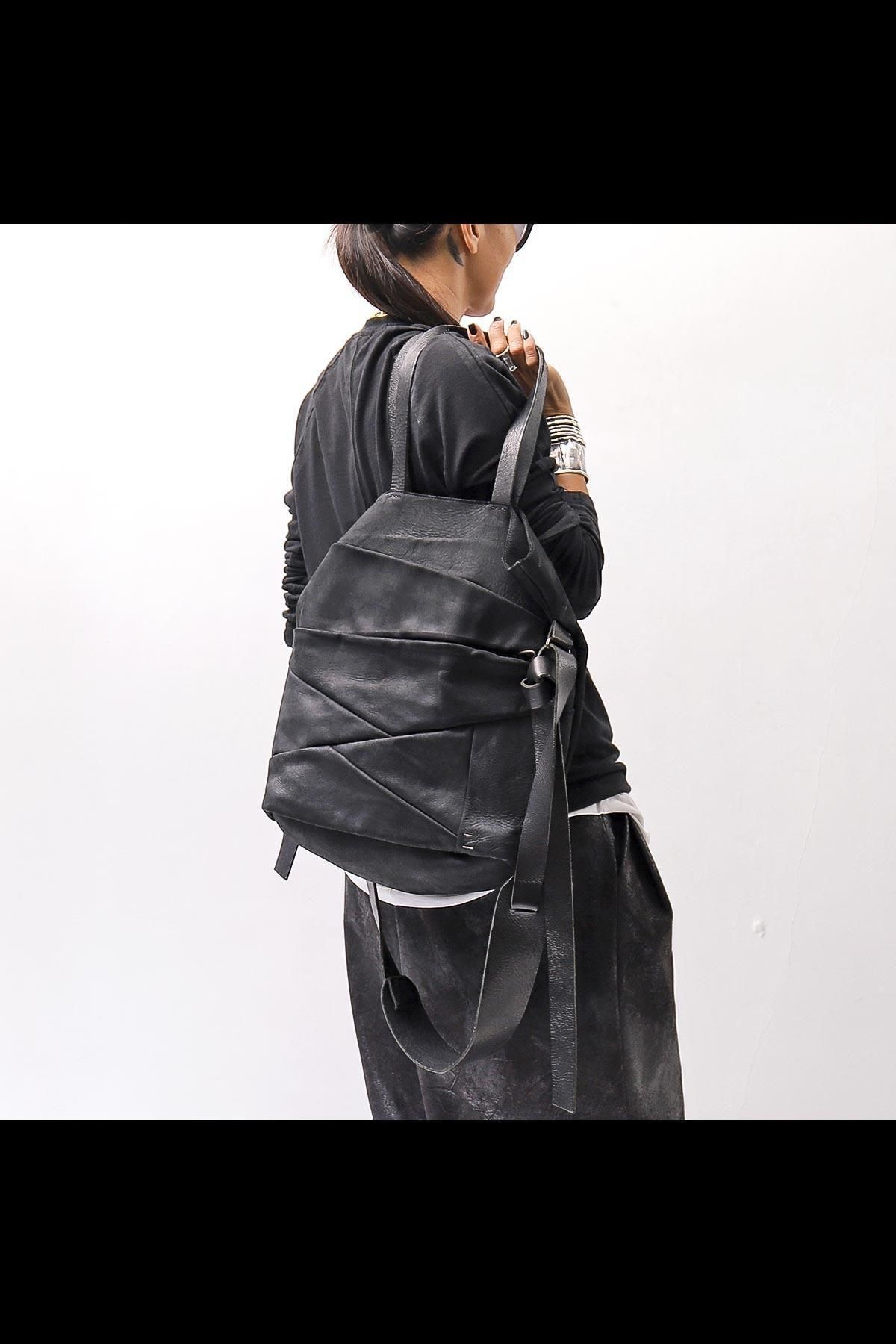 UNISEX 2WAY PATCHWORK SHOULDER BAG_BLACK