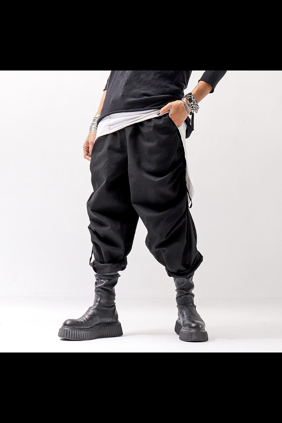 UNISEX SIDE STRING CODE PANTS 319/MM_BLACK