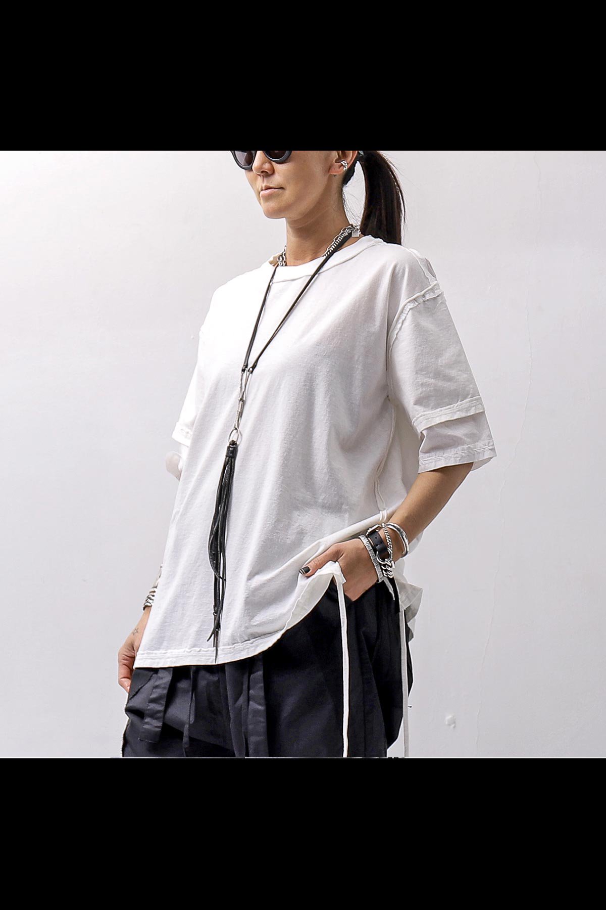 <img class='new_mark_img1' src='https://img.shop-pro.jp/img/new/icons8.gif' style='border:none;display:inline;margin:0px;padding:0px;width:auto;' />UNISEX HALF SLEEVE LAYERED TOP OPH33B_WHITE