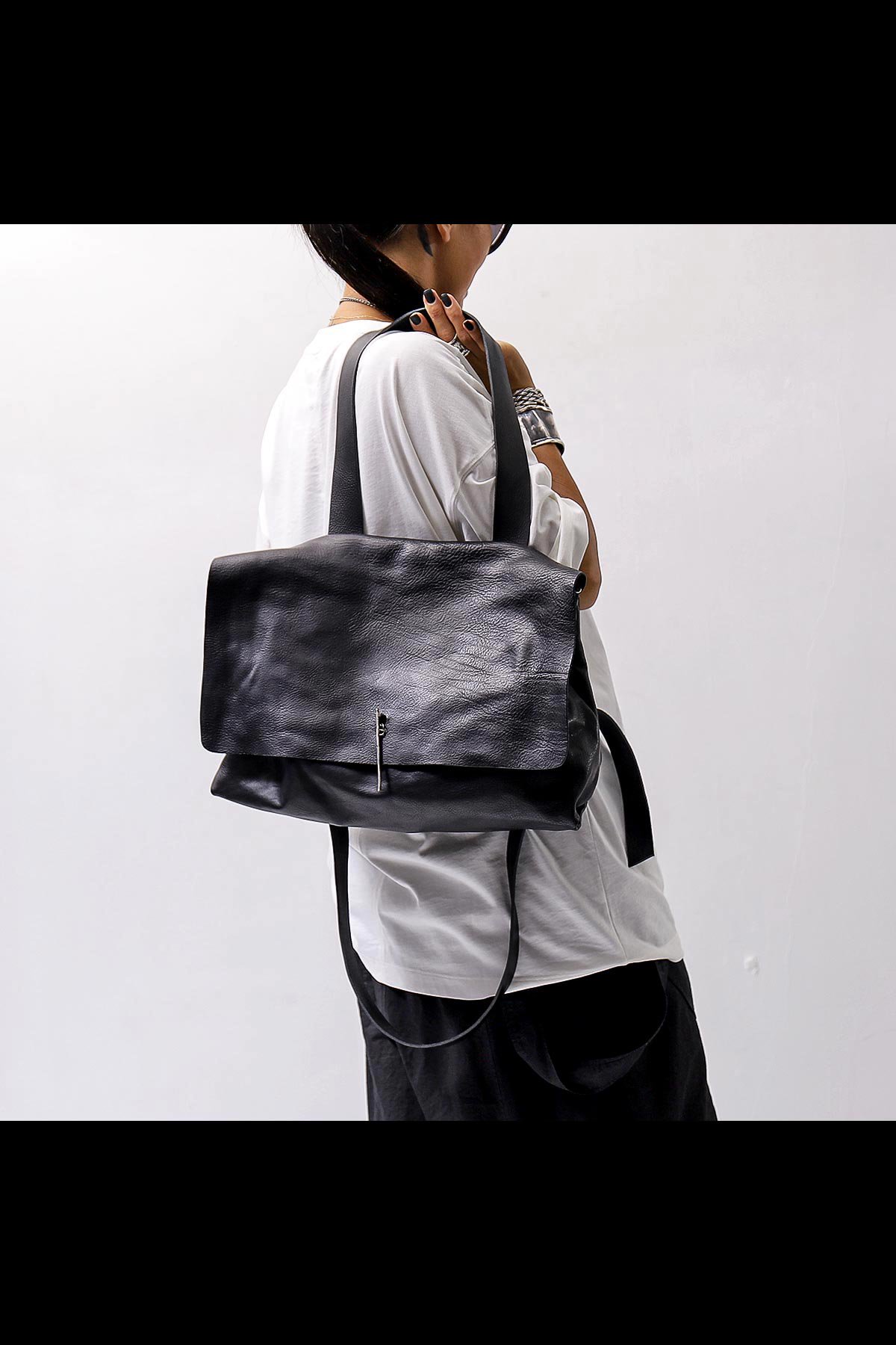 2WAY FLAP SHOULDER BAG_BLACK