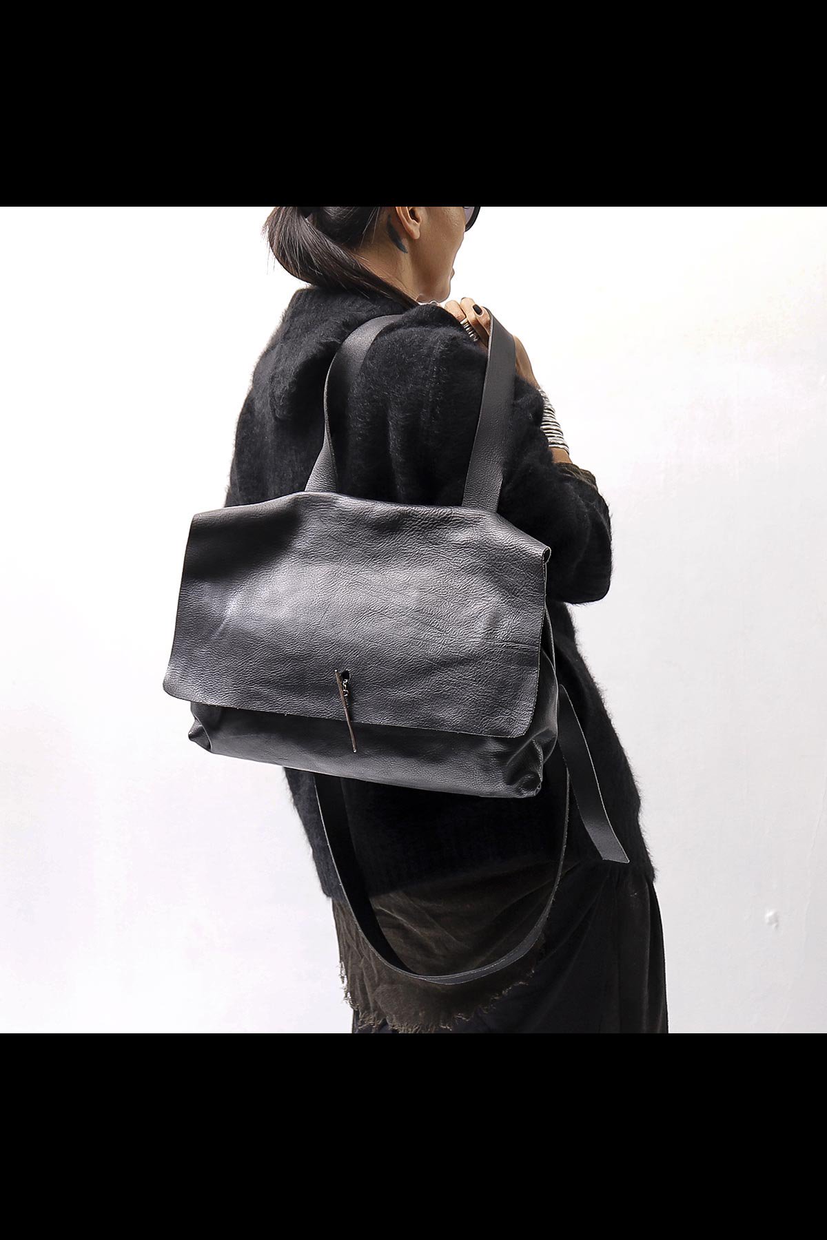 2WAY FLAP SHOULDER BAG_BLACK