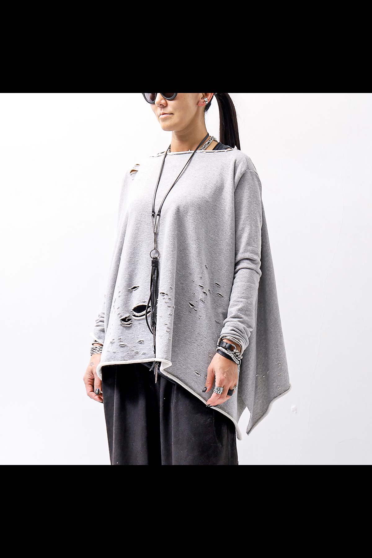 LIGHT SWEAT CRASH TOP F01_SCARS GREY