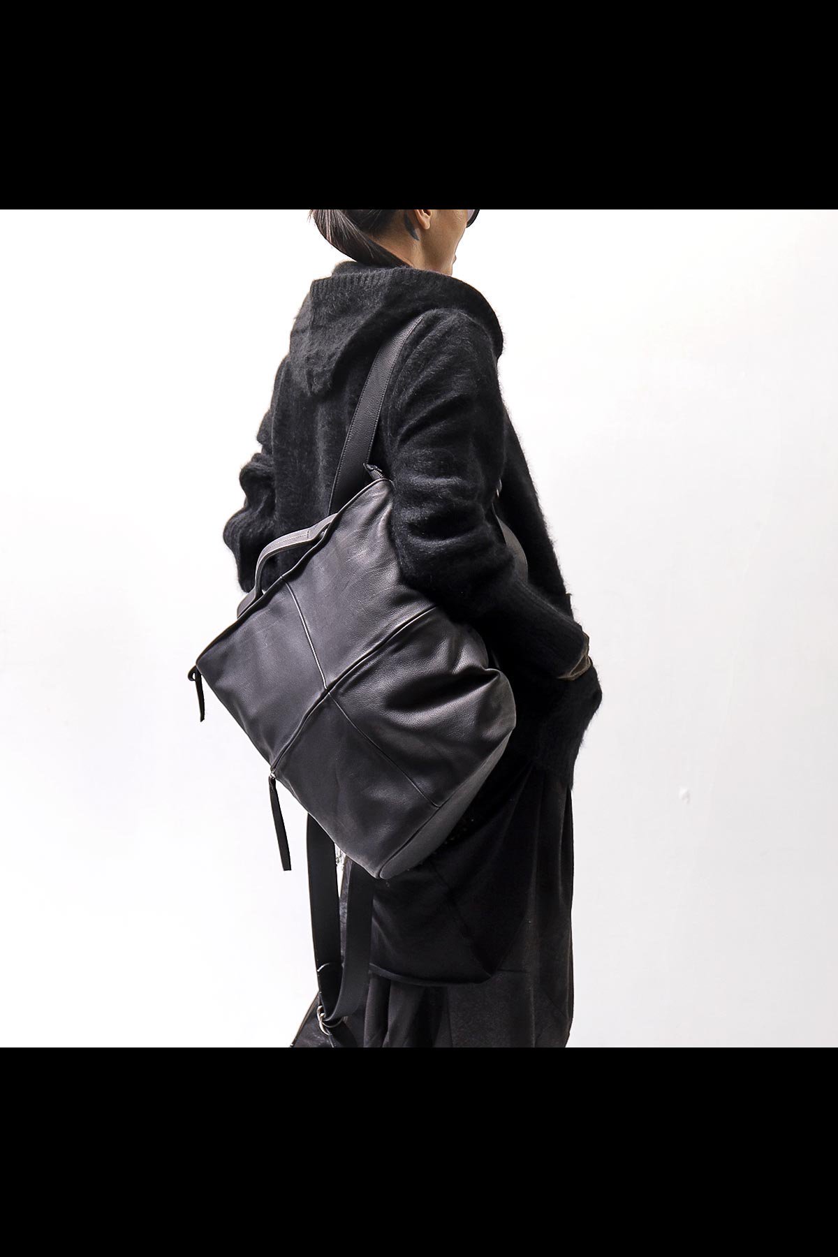 UNISEX 2WAY WAXED COWHIDE REGULAR BAG_BLACK