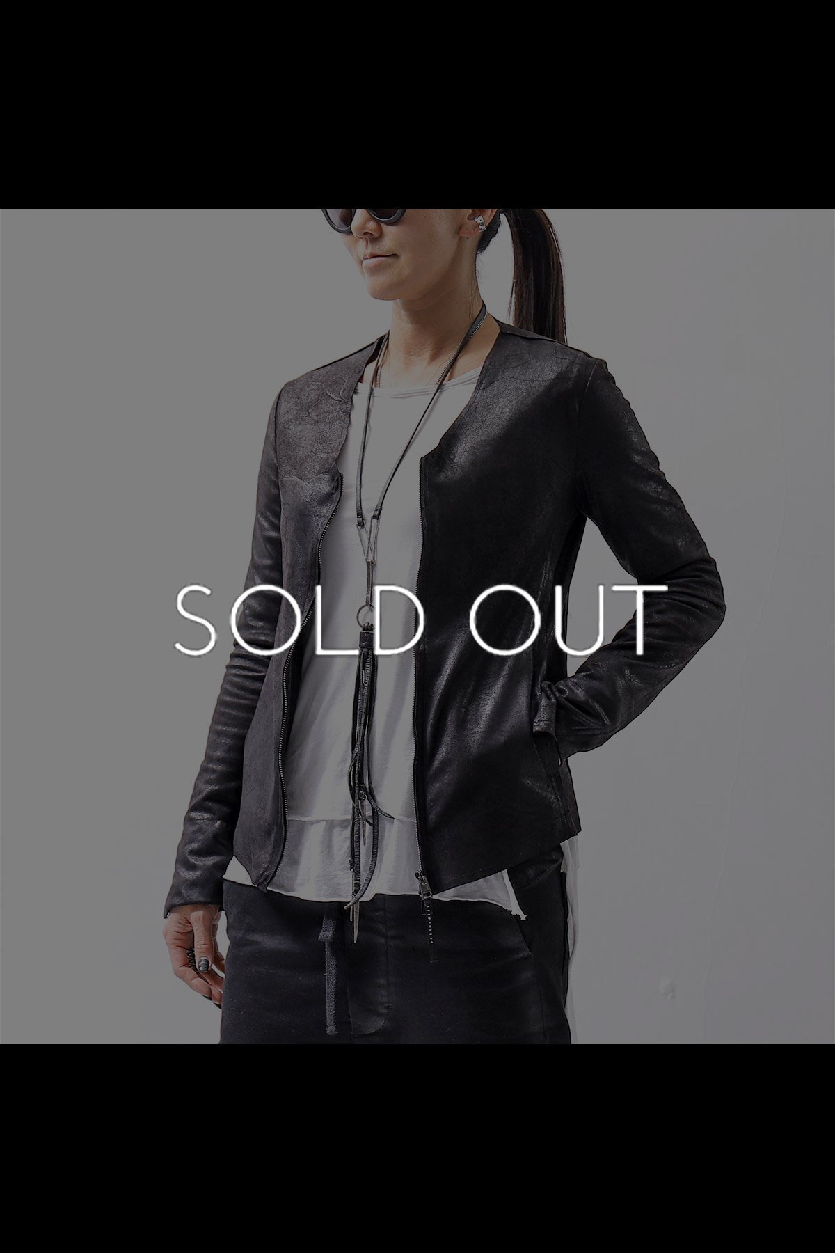 UNISEX STRETCH ECO LEATHER CARDIGAN JACKET 398HA_BLACK