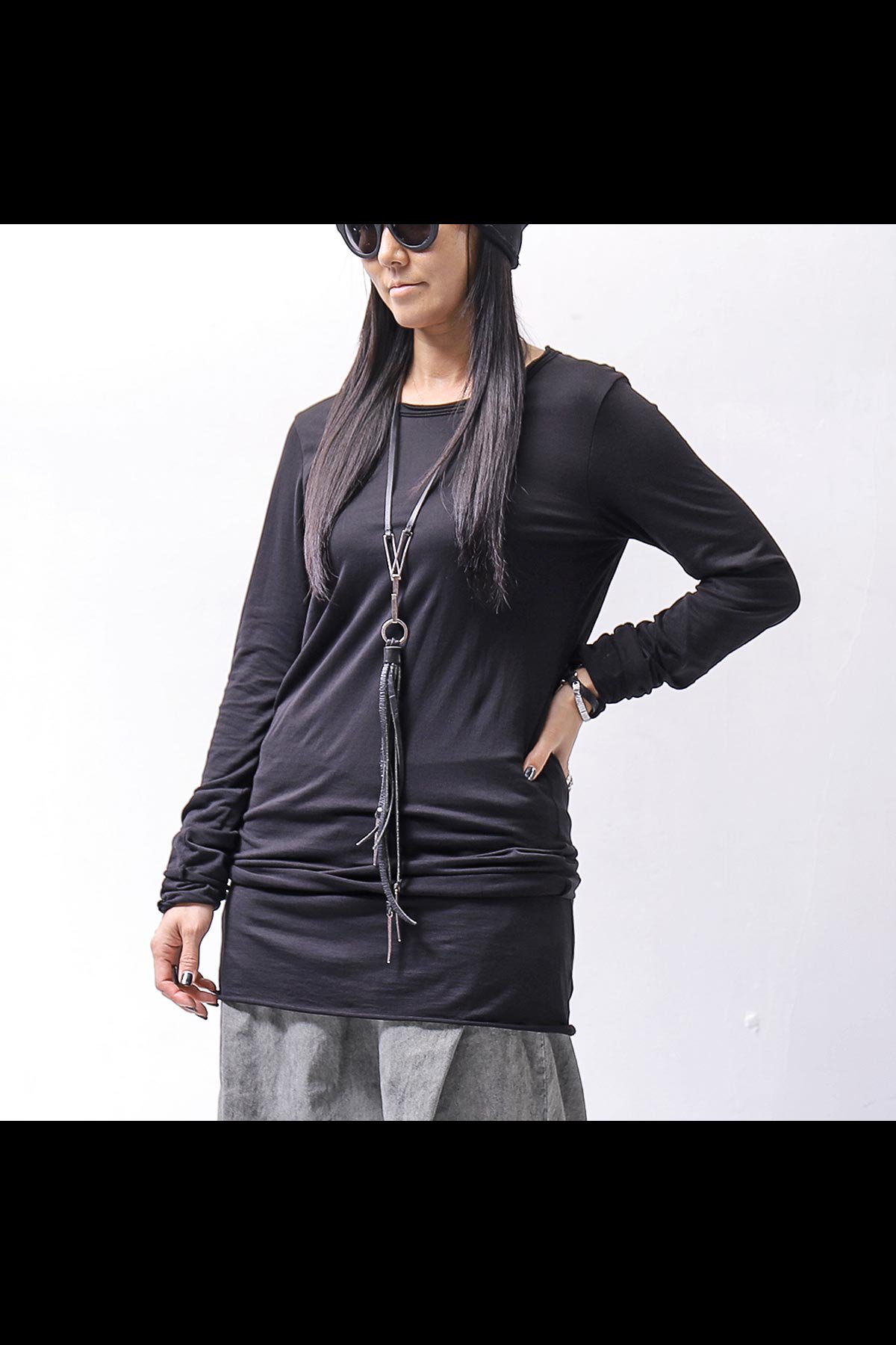 UNISEX W LAYERED TOP 146QK01_BLACK