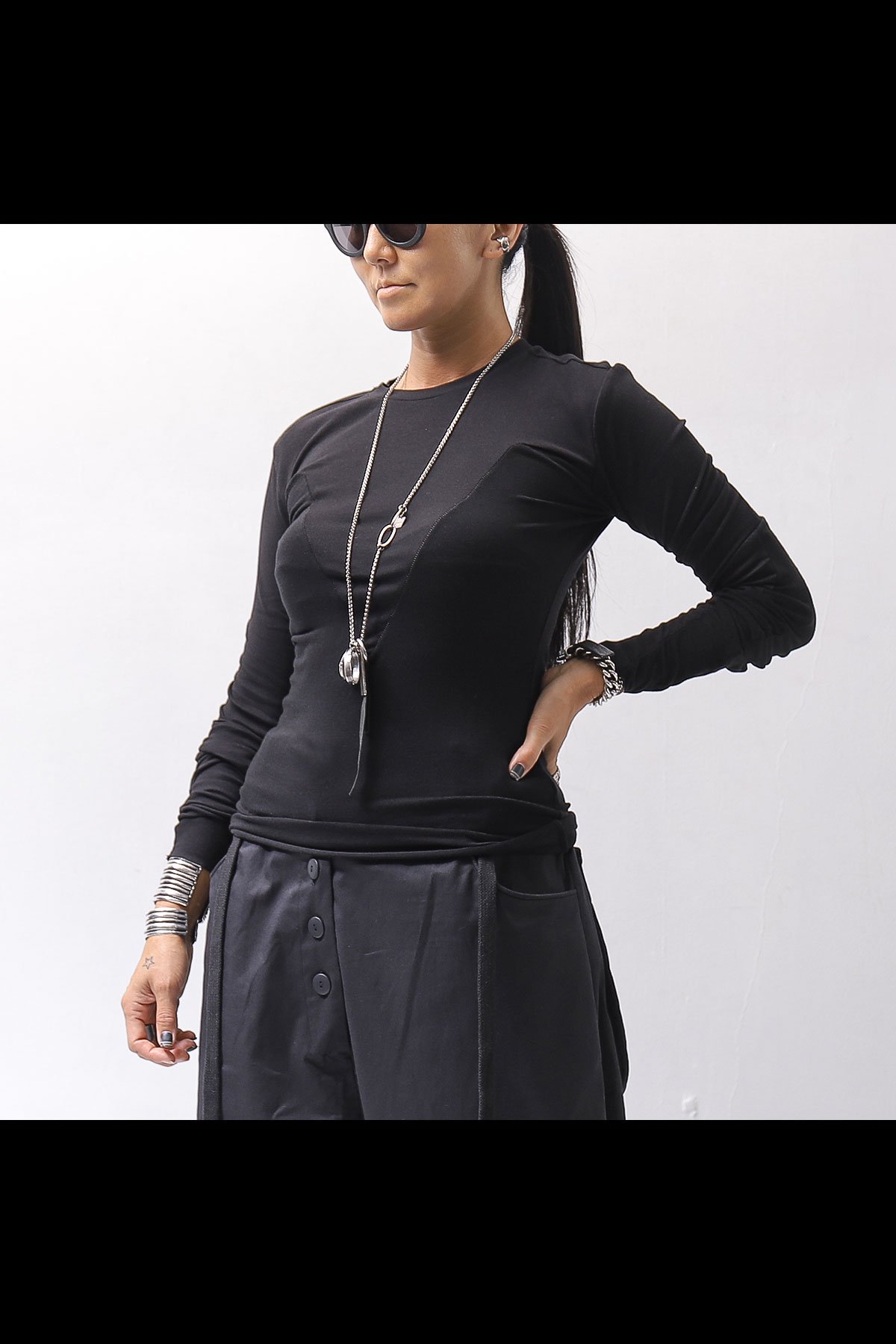 COTTON MODAL SLIM FIT RIB TOP WTS530_BLACK