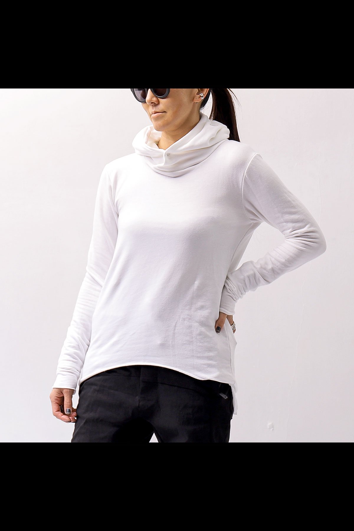 UNISEX SUPER STRETCH COTTON HOODIE TOP 150QK03_WHITE